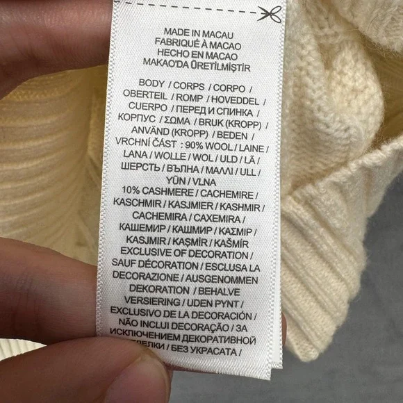 Polo Ralph Lauren Mens Cream Cable Knit Wool Cashmere Sweater XXL NWT - Picture 7 of 11